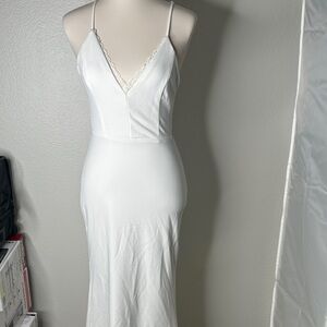 Lulu's Ivory Satin Slip Dress